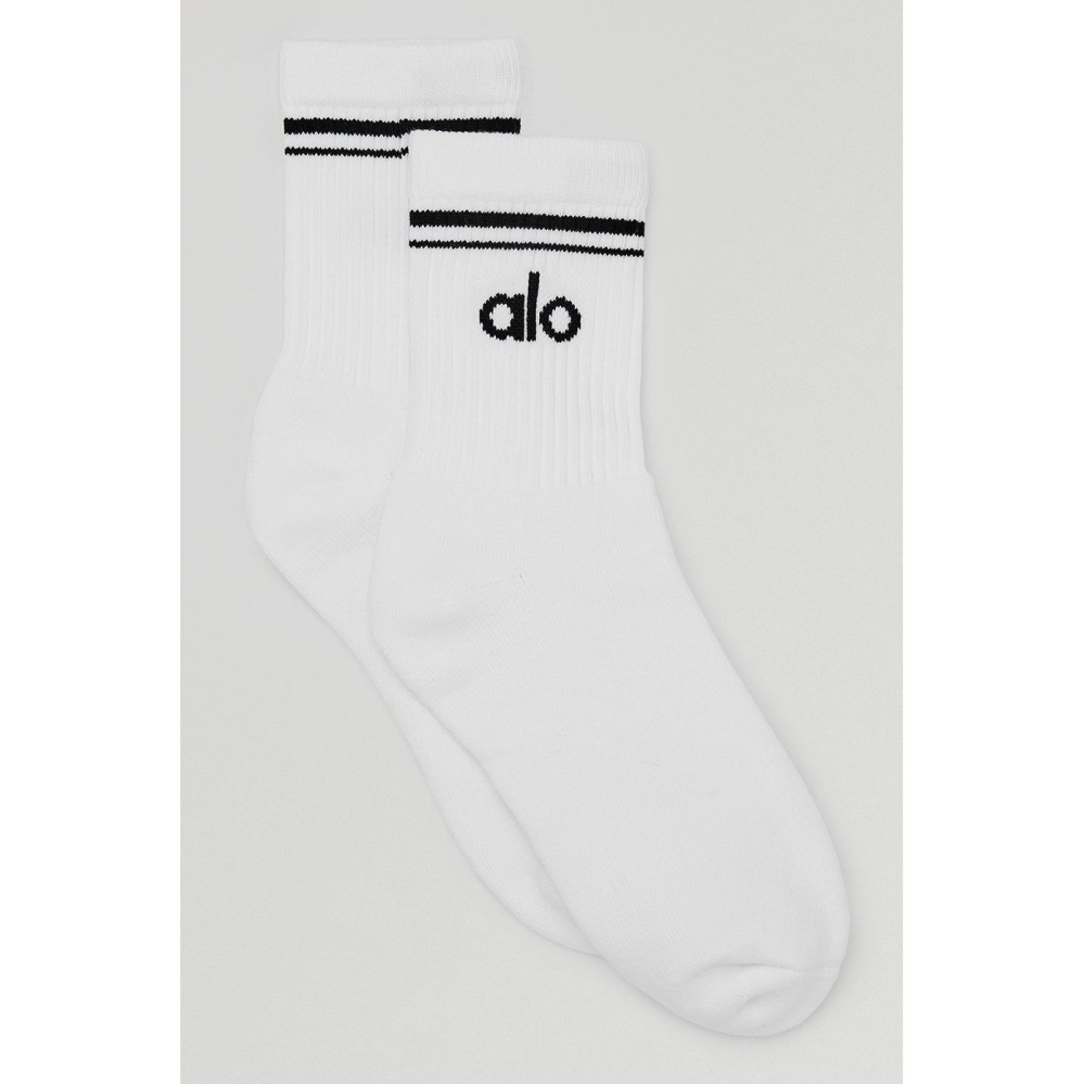 Calcetines Alo Yoga Half-Crew Throwback Hombre Blancos Negros | MX-30ITAR