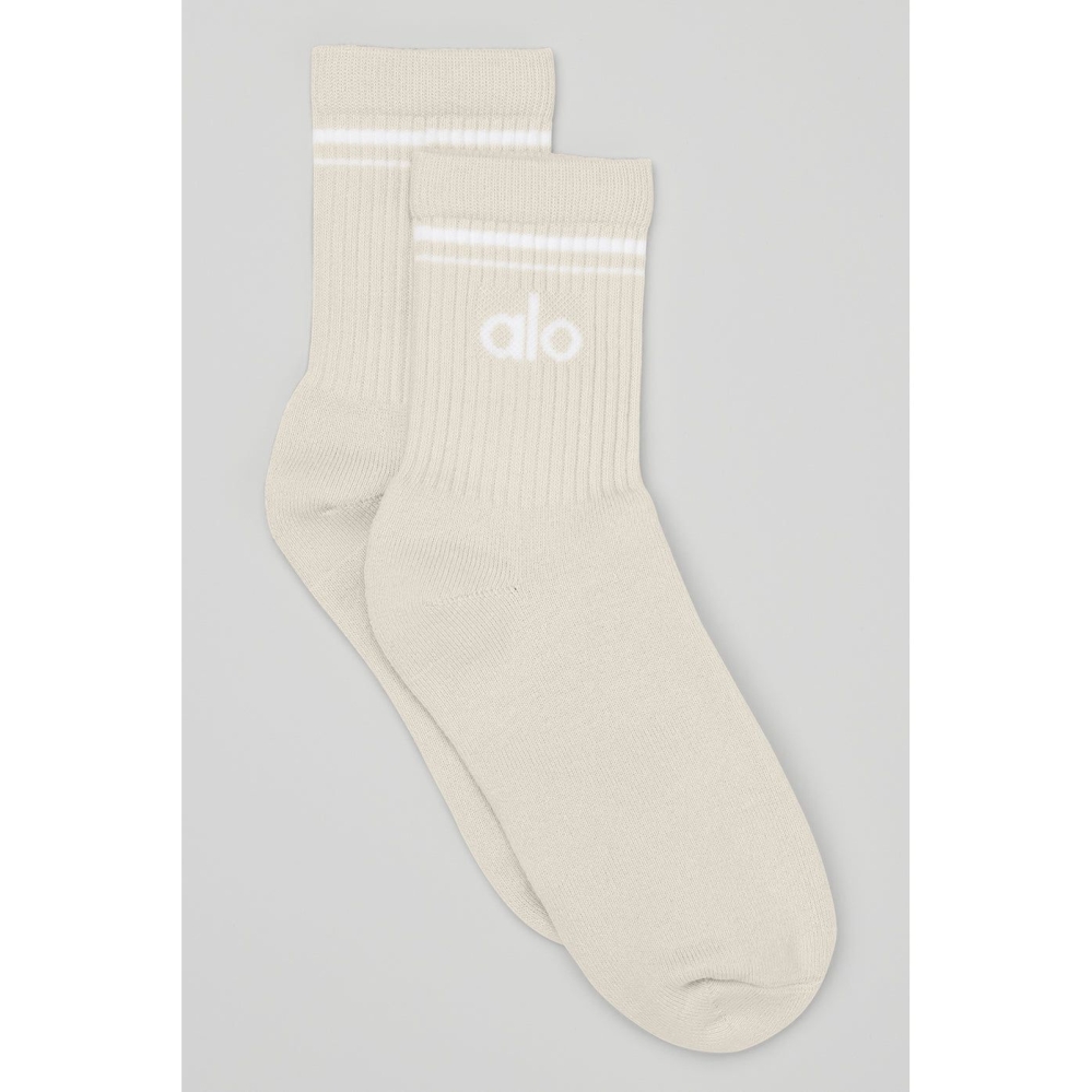 Calcetines Alo Yoga Half-Crew Throwback Hombre Beige Blancos | MX-37LFUI