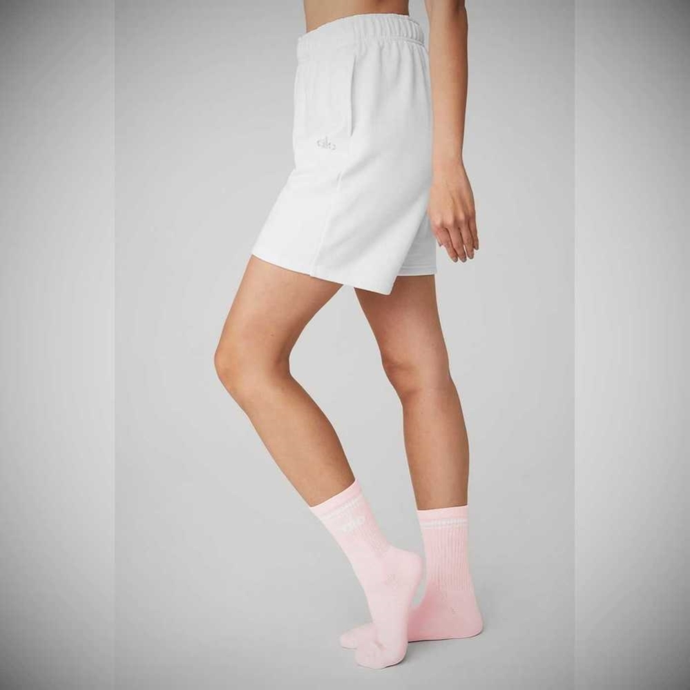 Calcetines Alo Yoga Half-Crew Throwback Mujer Rosas Blancos | MX-81FMLT