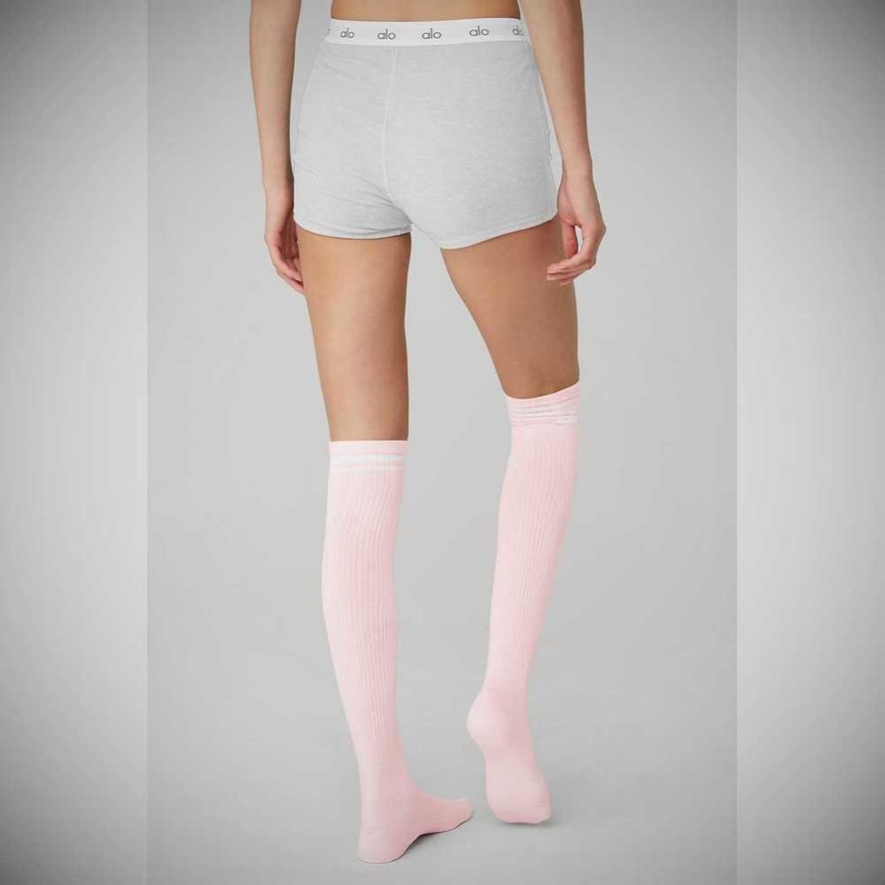 Calcetines Alo Yoga Knee-High Throwback Mujer Rosas Blancos | MX-26RQJN