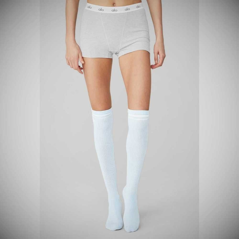 Calcetines Alo Yoga Knee-High Throwback Mujer Azules Blancos | MX-36NTMV