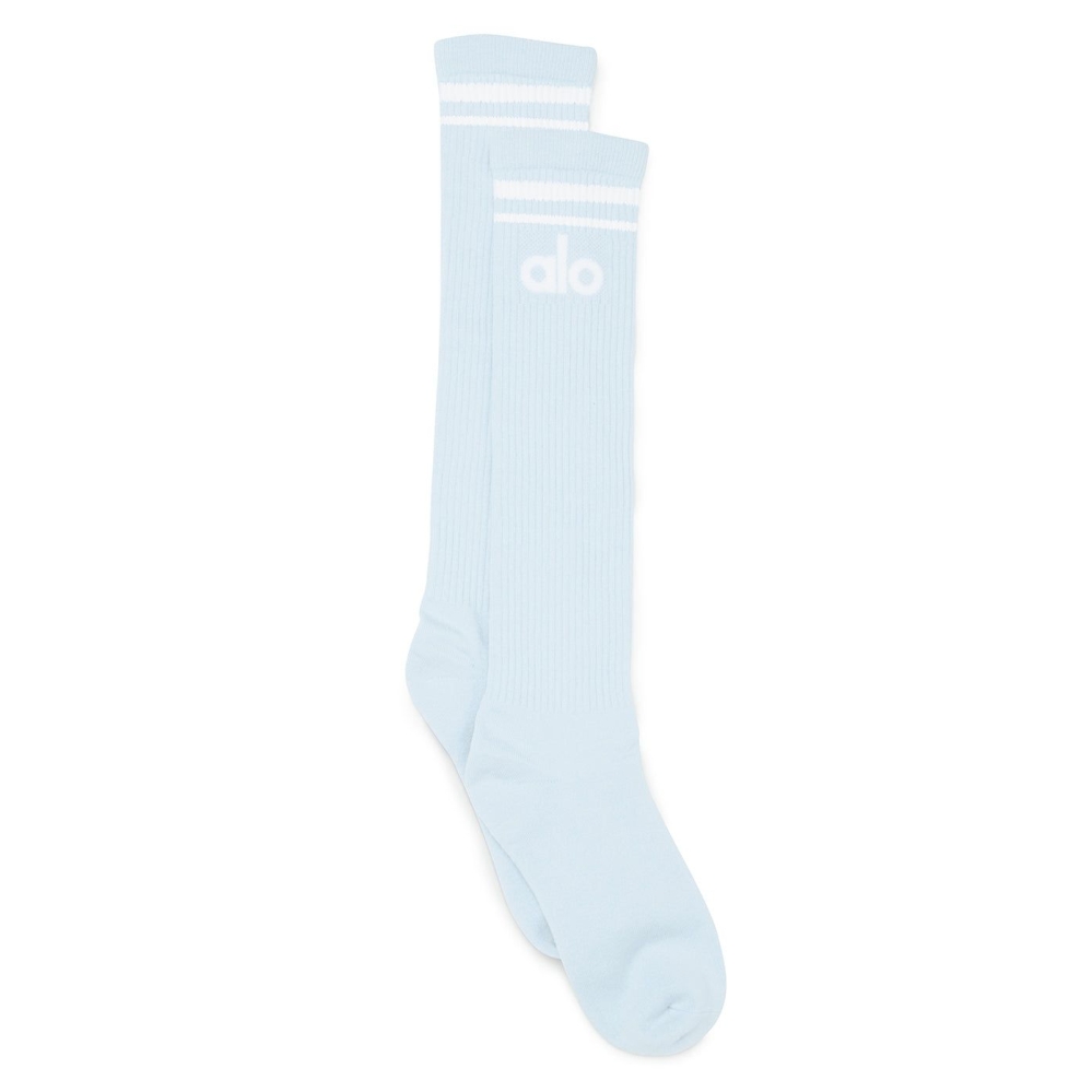 Calcetines Alo Yoga Knee-High Throwback Mujer Azules Blancos | MX-36NTMV