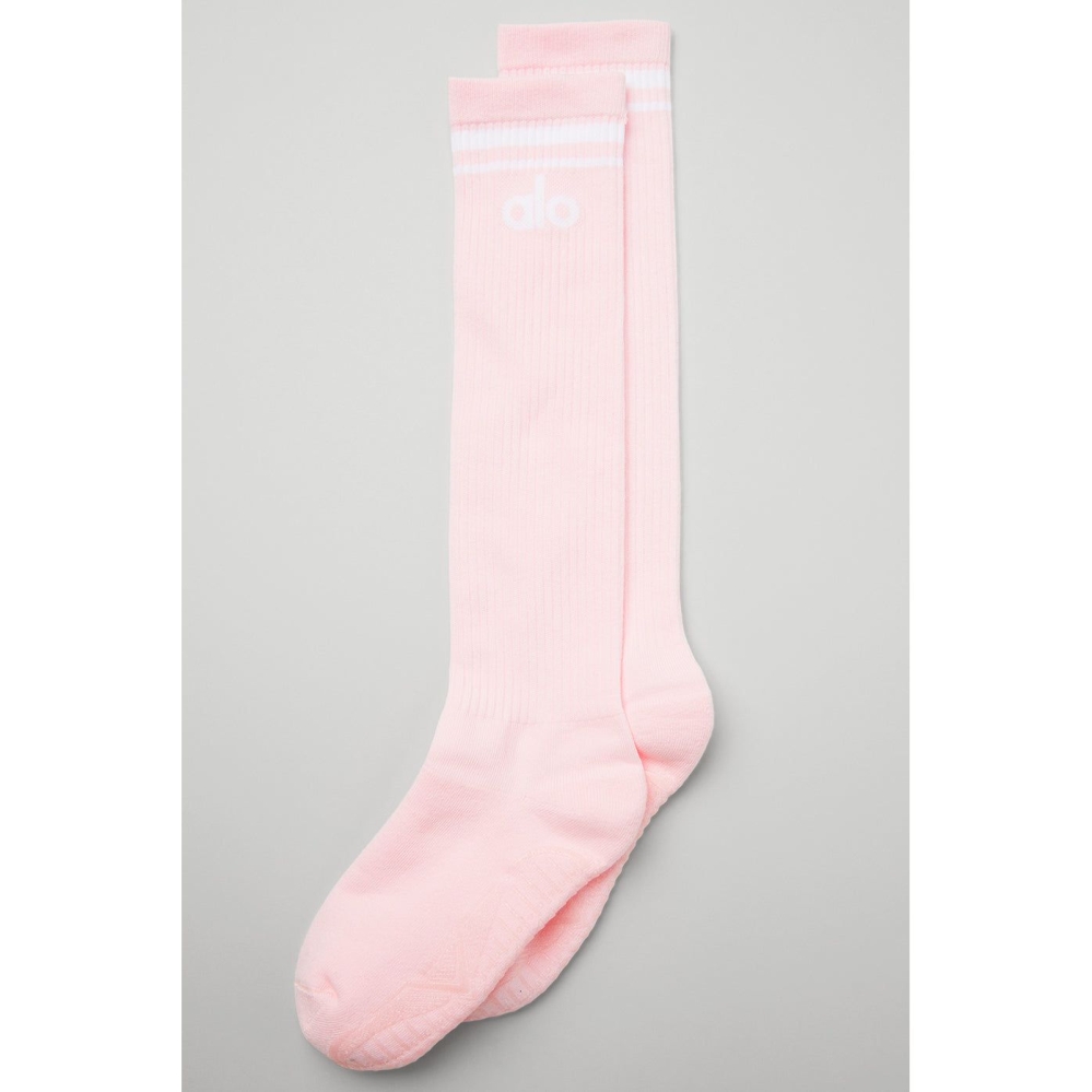 Calcetines Alo Yoga Knee-High Throwback Barre Mujer Rosas Blancos | MX-43YPCO