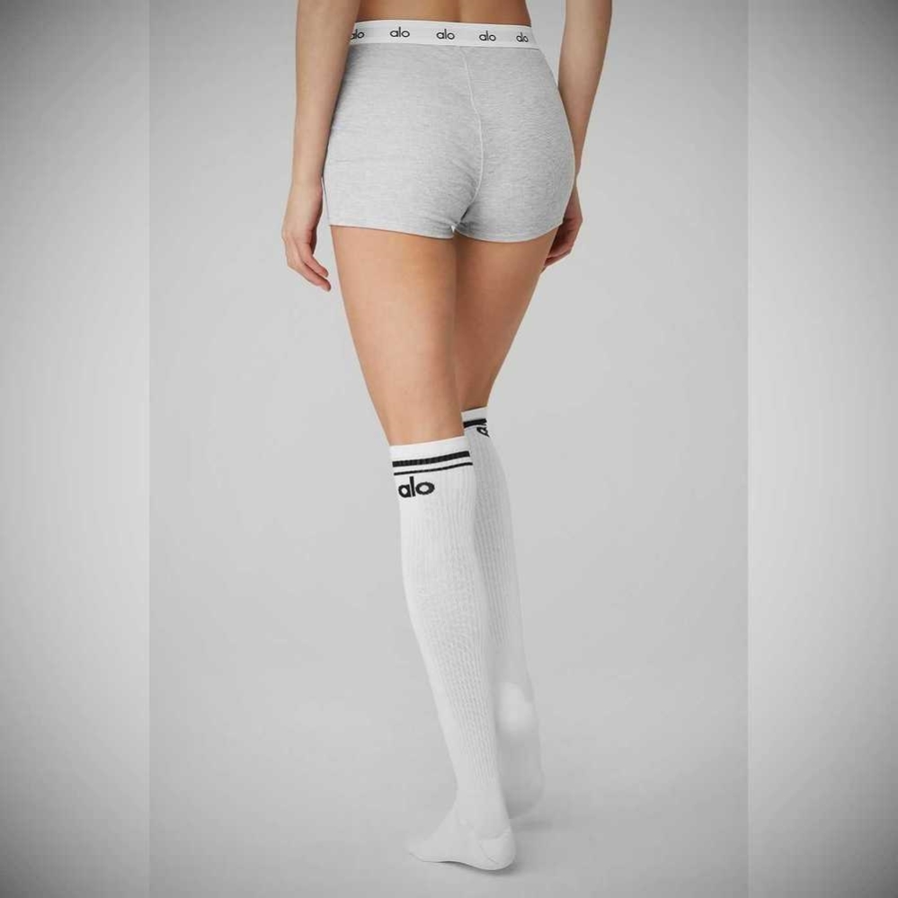 Calcetines Alo Yoga Knee-High Throwback Mujer Blancos Negros | MX-92KMFH