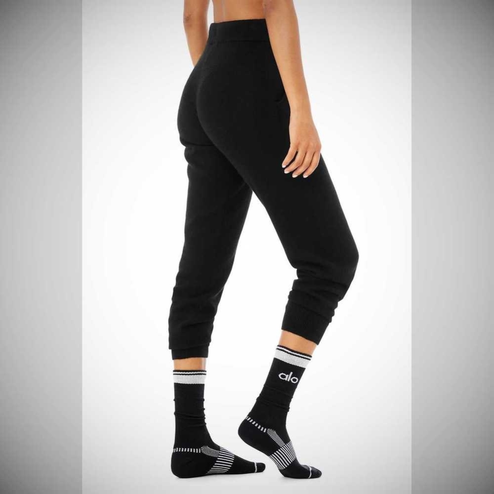 Calcetines Alo Yoga Lana-Tech Crew Mujer Negros | MX-01WXRJ