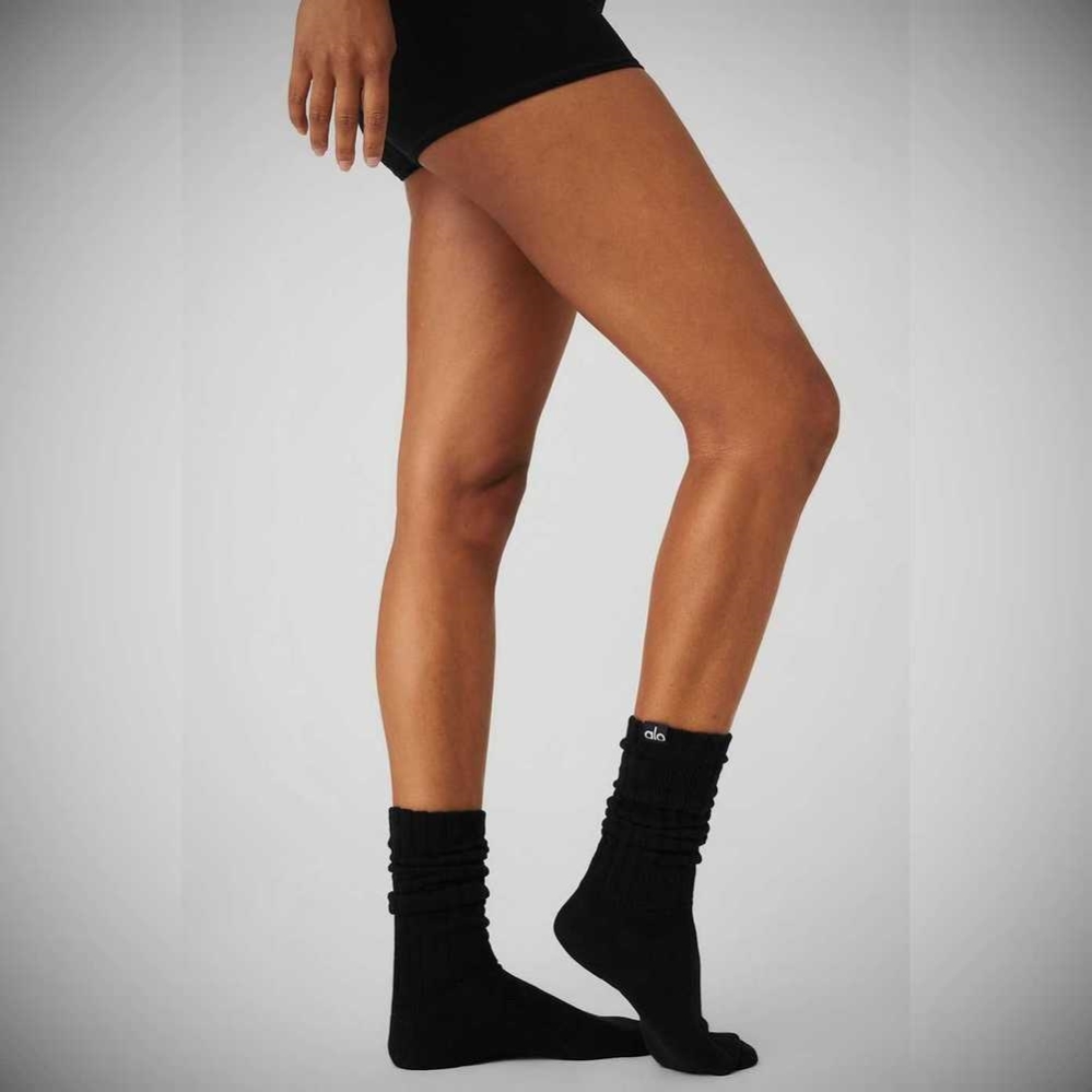 Calcetines Alo Yoga Scrunch Mujer Negros | MX-81NYSP