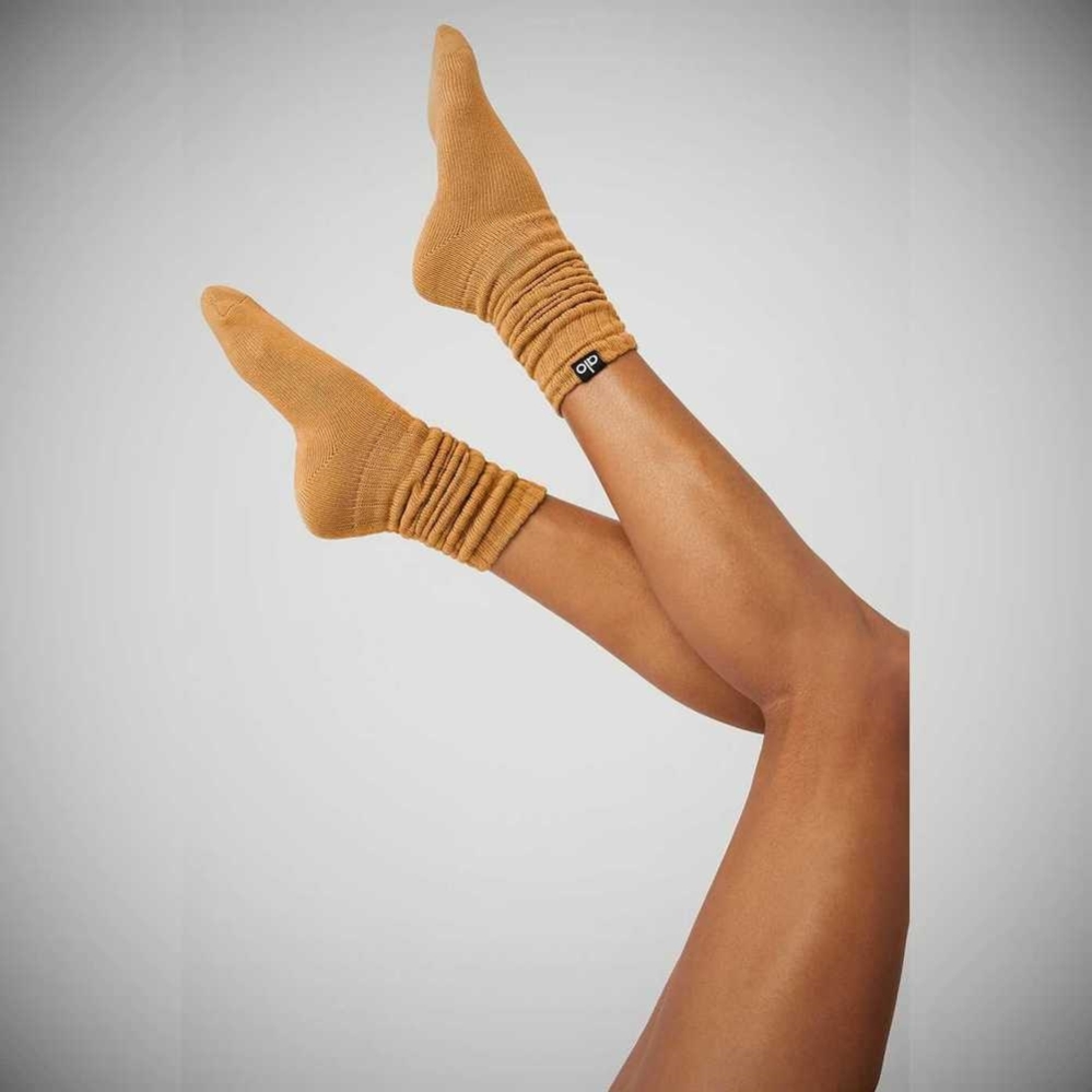 Calcetines Alo Yoga Scrunch Mujer Toffee | MX-04IBXY