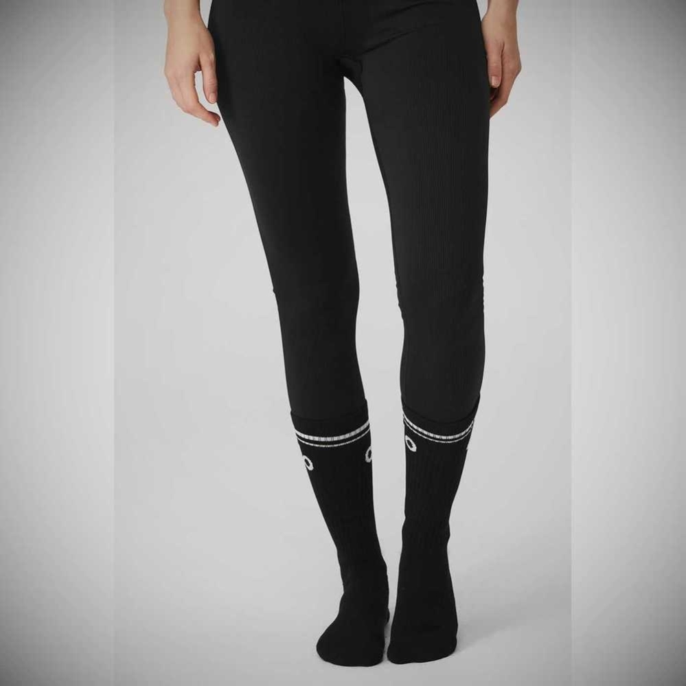 Calcetines Alo Yoga Throwback Barre Mujer Negros Blancos | MX-56JREO