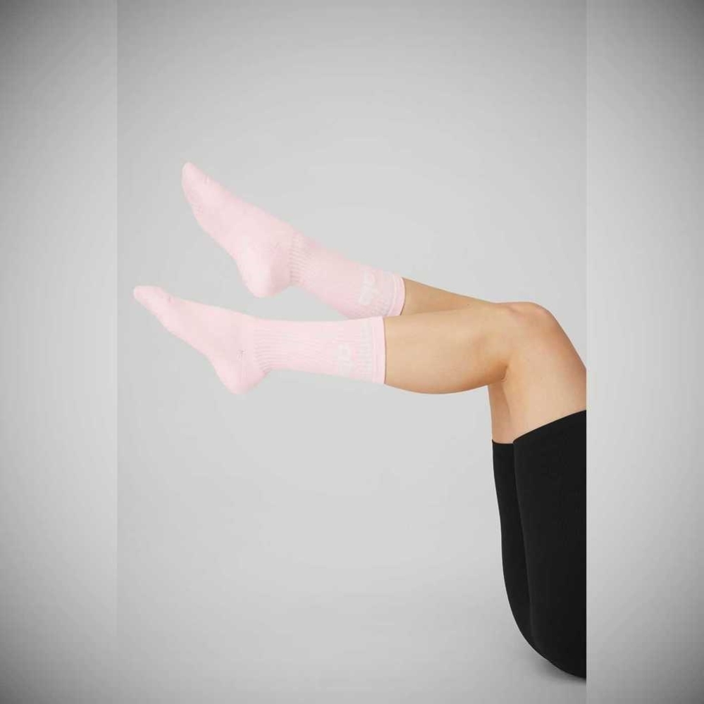 Calcetines Alo Yoga Throwback Barre Mujer Rosas Blancos | MX-70FSXB