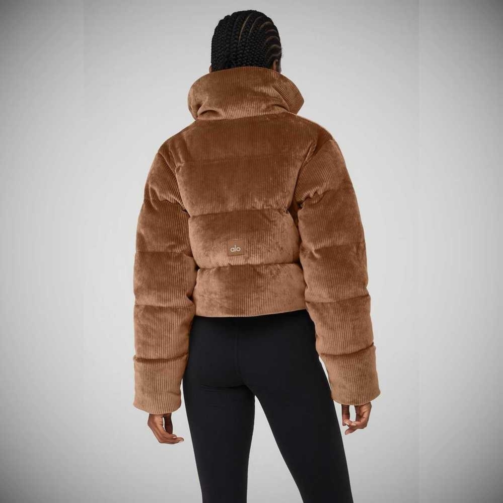 Chaquetas Alo Yoga Acanalado Velour Gold Rush Puffer Mujer Marrom | MX-02BJFP