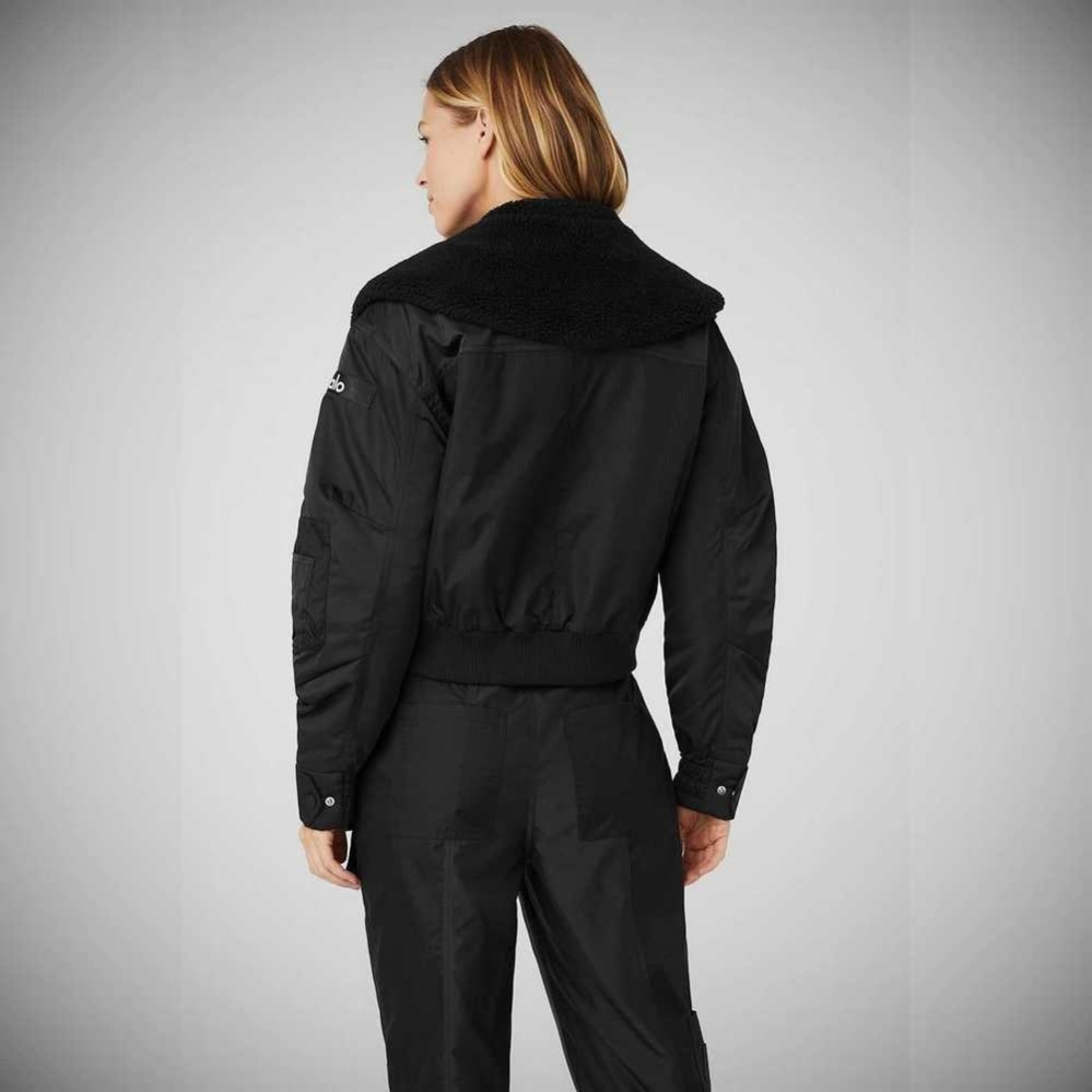 Chaquetas Alo Yoga Blaze Bomber Mujer Negros | MX-20FZQP