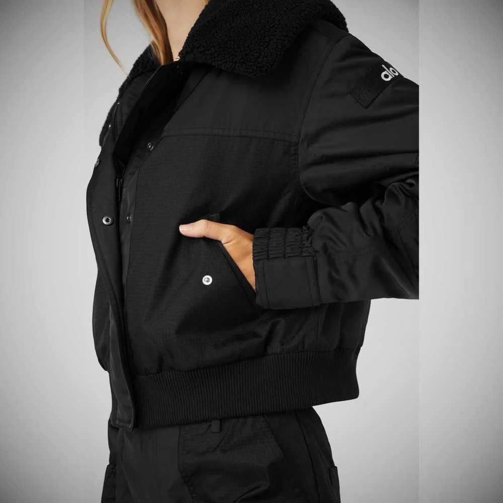 Chaquetas Alo Yoga Blaze Bomber Mujer Negros | MX-20FZQP