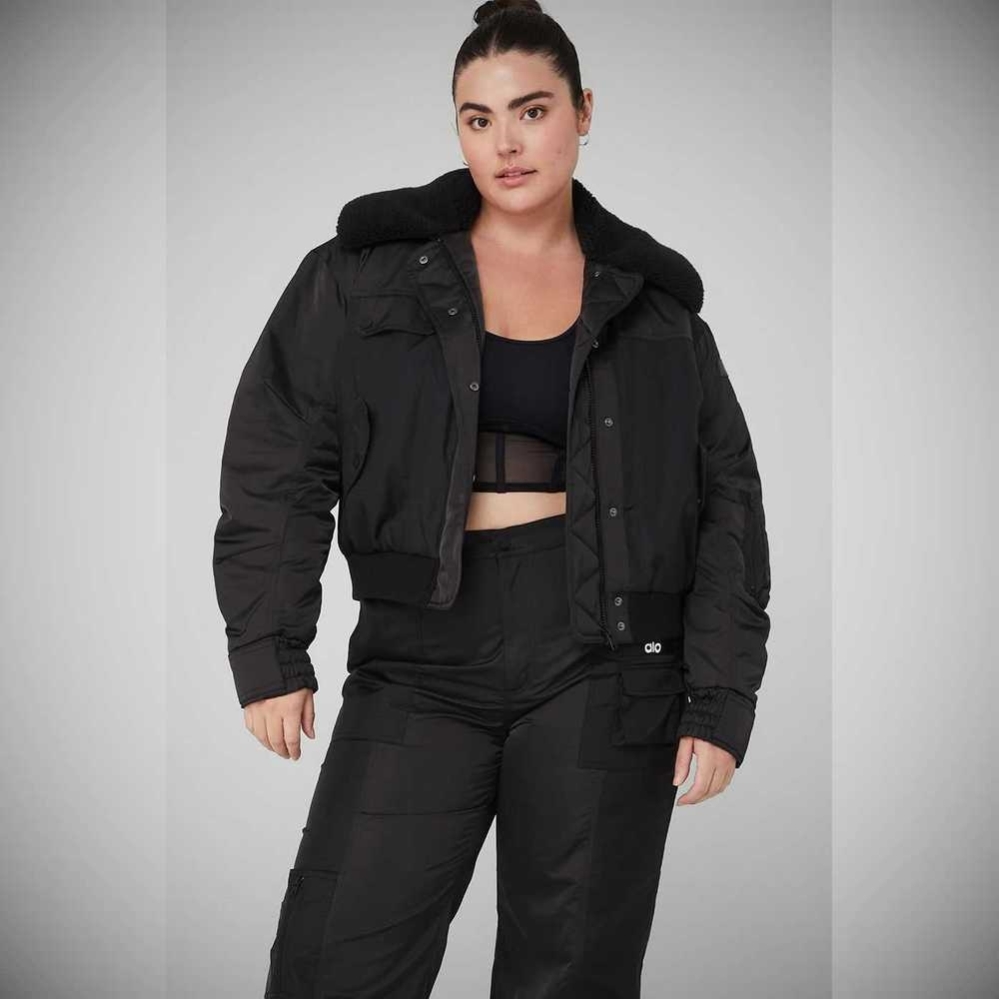 Chaquetas Alo Yoga Blaze Bomber Mujer Negros | MX-20FZQP