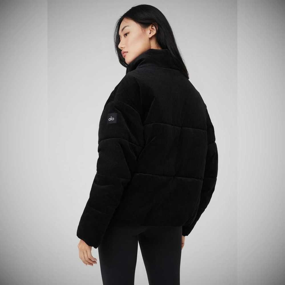 Chaquetas Alo Yoga Corduroy Stage Puffer Mujer Negros | MX-13VJOD