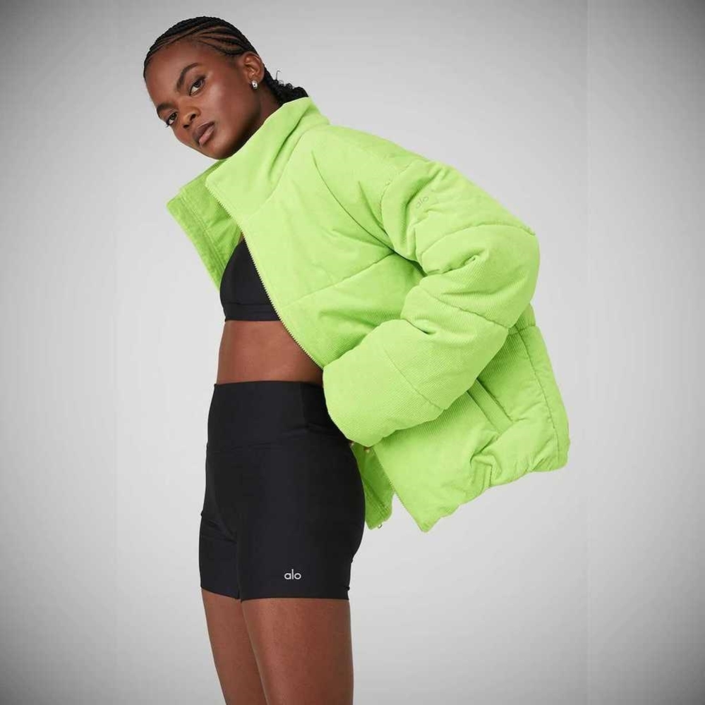 Chaquetas Alo Yoga Corduroy Stage Puffer Mujer Celery | MX-32LYOW