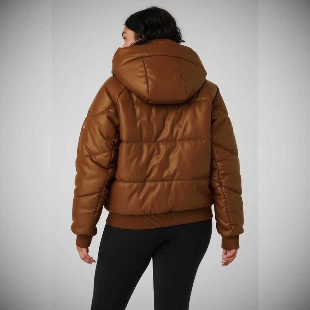 Chaquetas Alo Yoga Faux Cuero Boss Puffer Mujer Marrom | MX-27SCVQ