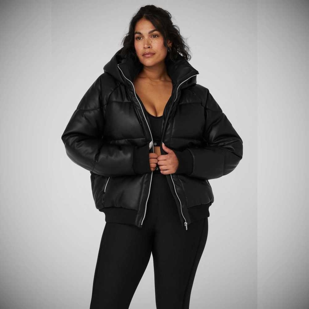 Chaquetas Alo Yoga Faux Cuero Boss Puffer Mujer Negros | MX-52VHOD