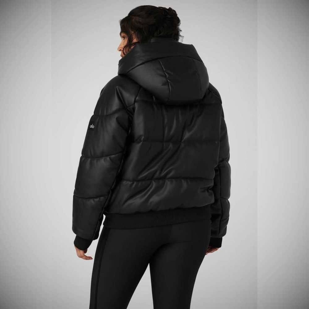 Chaquetas Alo Yoga Faux Cuero Boss Puffer Mujer Negros | MX-52VHOD