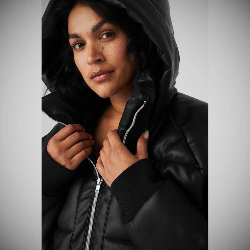 Chaquetas Alo Yoga Faux Cuero Boss Puffer Mujer Negros | MX-52VHOD