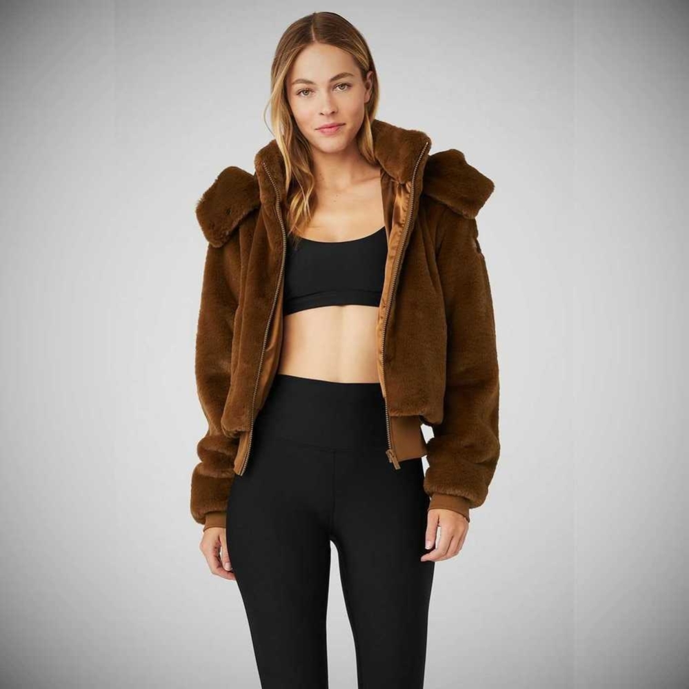 Chaquetas Alo Yoga Faux Fur Foxy Mujer Chocolate | MX-26GENV