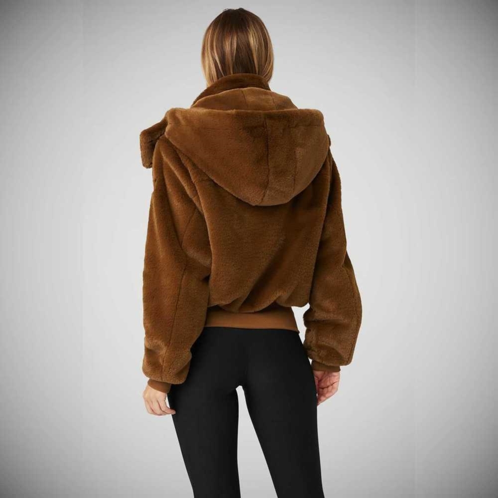 Chaquetas Alo Yoga Faux Fur Foxy Mujer Chocolate | MX-26GENV