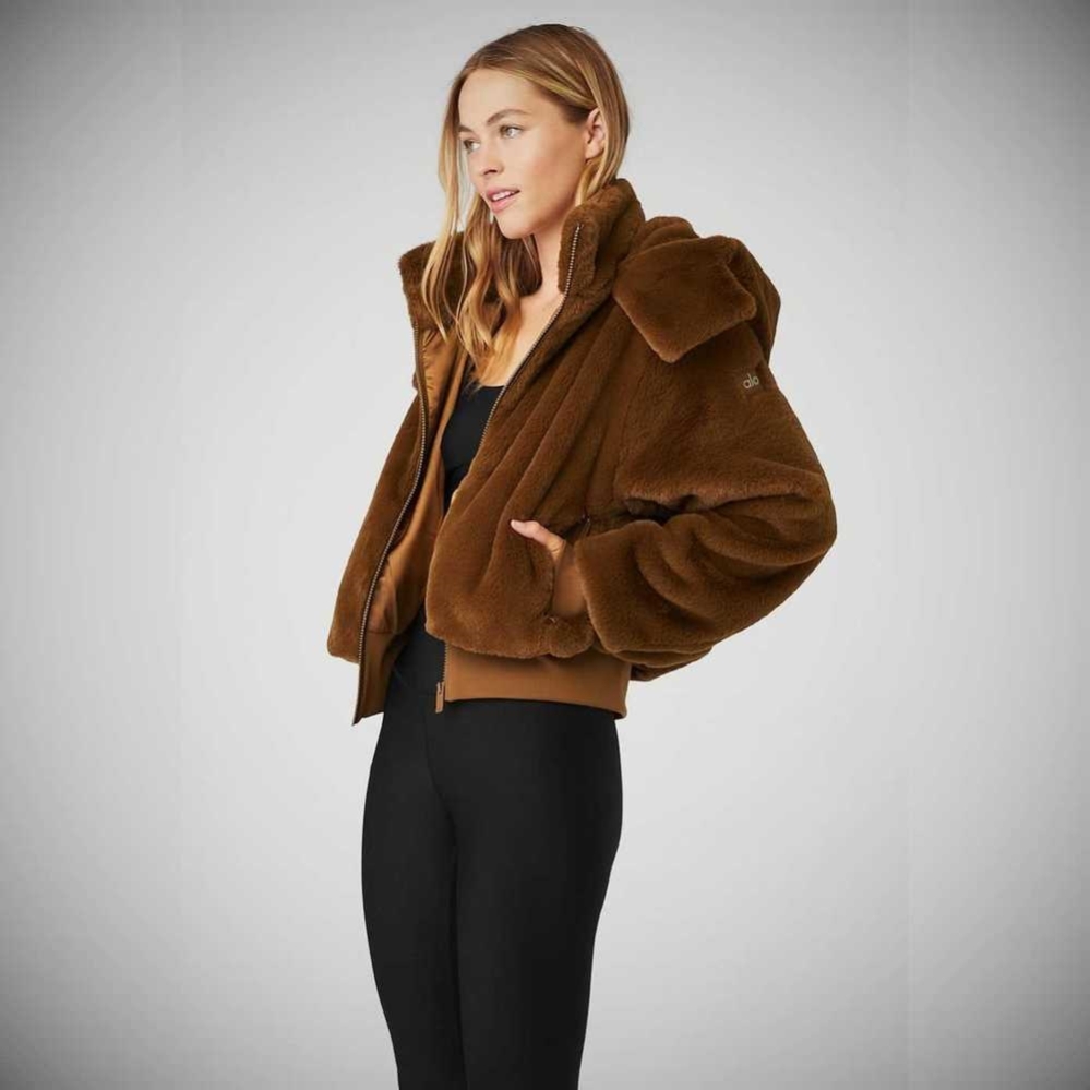 Chaquetas Alo Yoga Faux Fur Foxy Mujer Chocolate | MX-26GENV