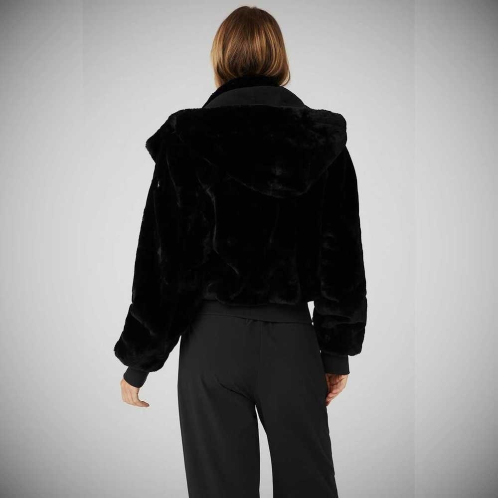 Chaquetas Alo Yoga Faux Fur Foxy Mujer Negros | MX-53KRNH