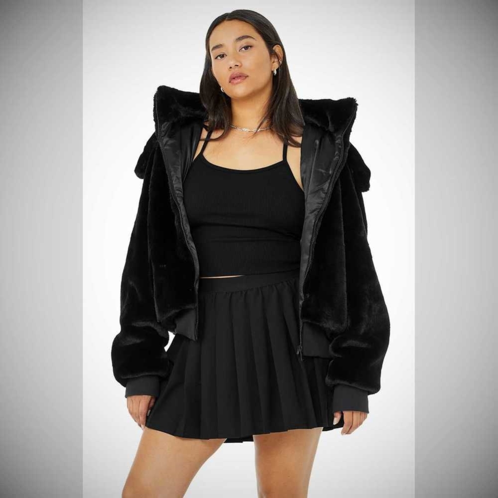 Chaquetas Alo Yoga Faux Fur Foxy Mujer Negros | MX-53KRNH