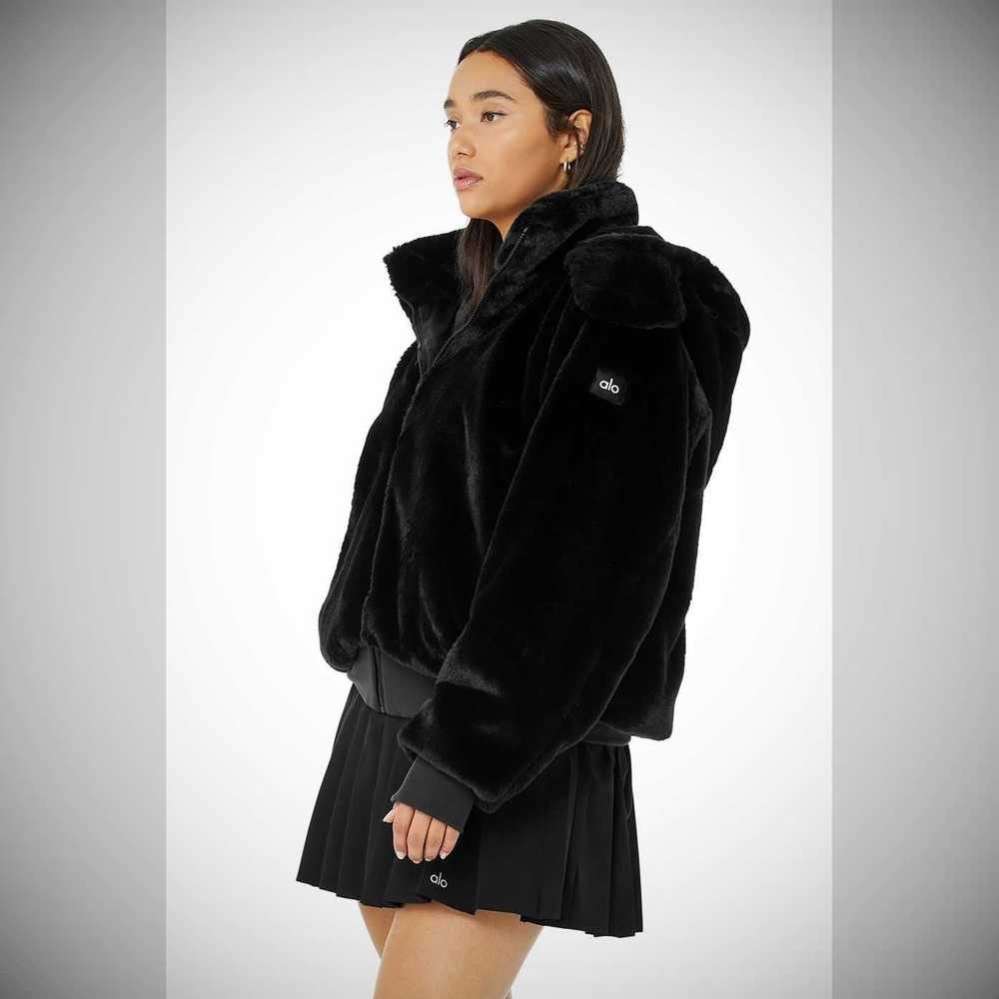 Chaquetas Alo Yoga Faux Fur Foxy Mujer Negros | MX-53KRNH