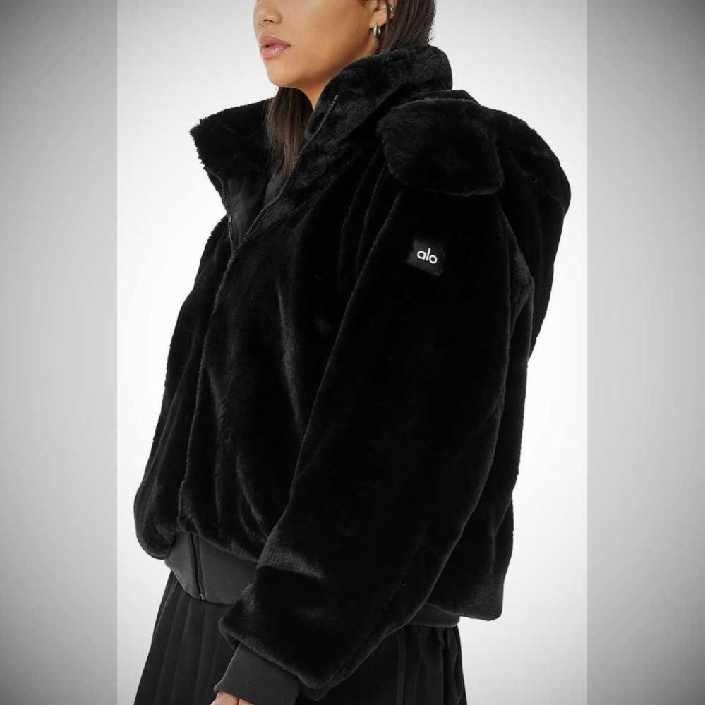 Chaquetas Alo Yoga Faux Fur Foxy Mujer Negros | MX-53KRNH