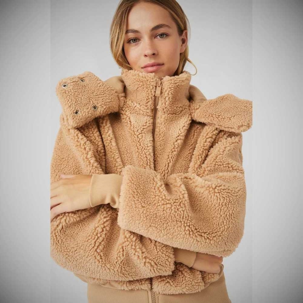 Chaquetas Alo Yoga Foxy Sherpa Mujer Camel | MX-23SGIB