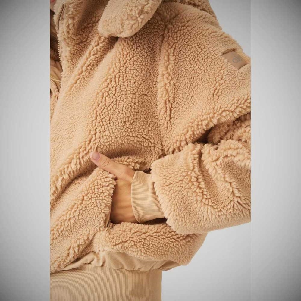 Chaquetas Alo Yoga Foxy Sherpa Mujer Camel | MX-23SGIB