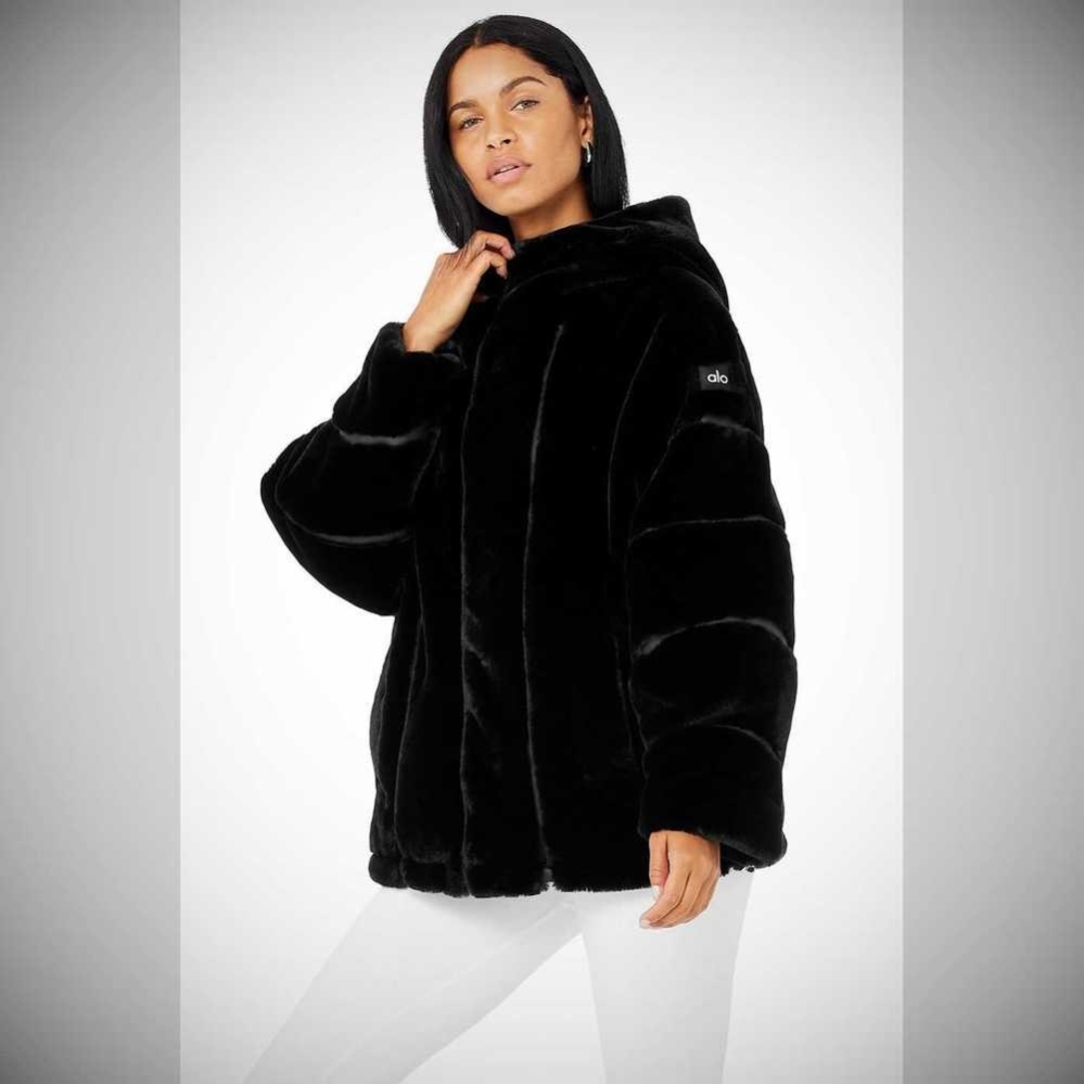 Chaquetas Alo Yoga Knock Out Faux Fur Mujer Negros | MX-52KGOP