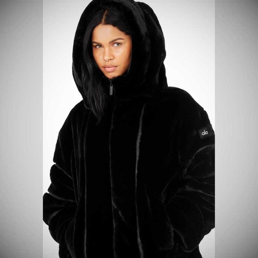 Chaquetas Alo Yoga Knock Out Faux Fur Mujer Negros | MX-52KGOP