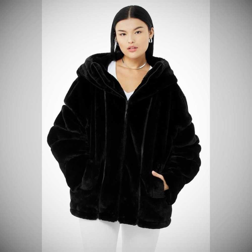 Chaquetas Alo Yoga Knock Out Faux Fur Mujer Negros | MX-52KGOP