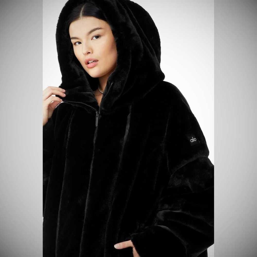 Chaquetas Alo Yoga Knock Out Faux Fur Mujer Negros | MX-52KGOP