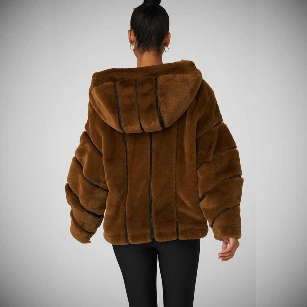 Chaquetas Alo Yoga Knock Out Faux Fur Mujer Chocolate | MX-58WIAF