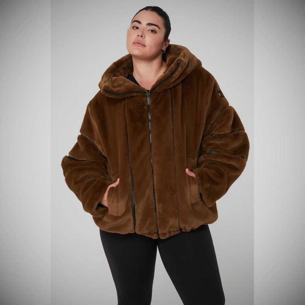 Chaquetas Alo Yoga Knock Out Faux Fur Mujer Chocolate | MX-58WIAF