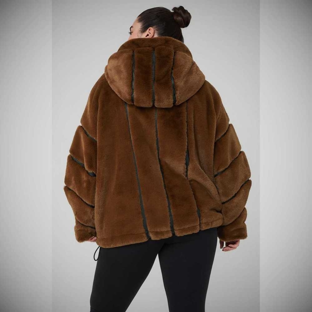 Chaquetas Alo Yoga Knock Out Faux Fur Mujer Chocolate | MX-58WIAF