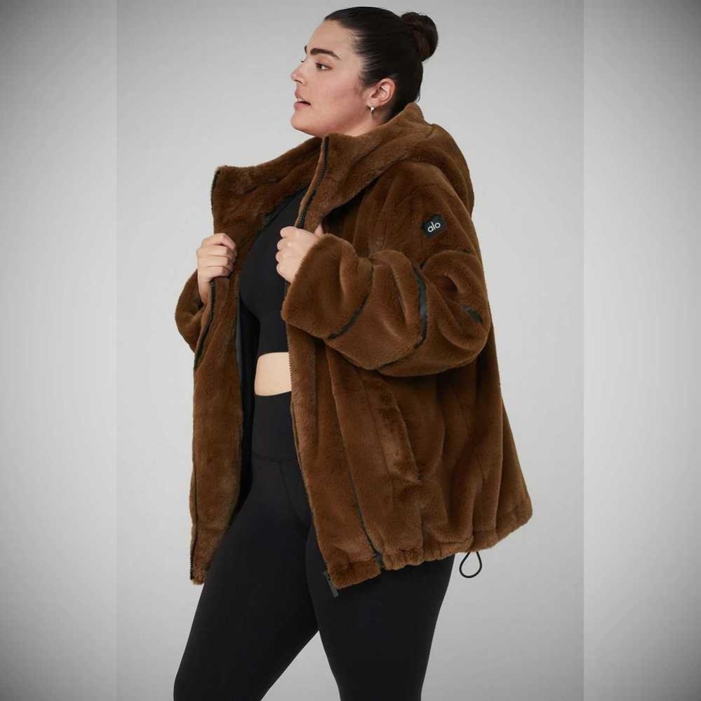 Chaquetas Alo Yoga Knock Out Faux Fur Mujer Chocolate | MX-58WIAF