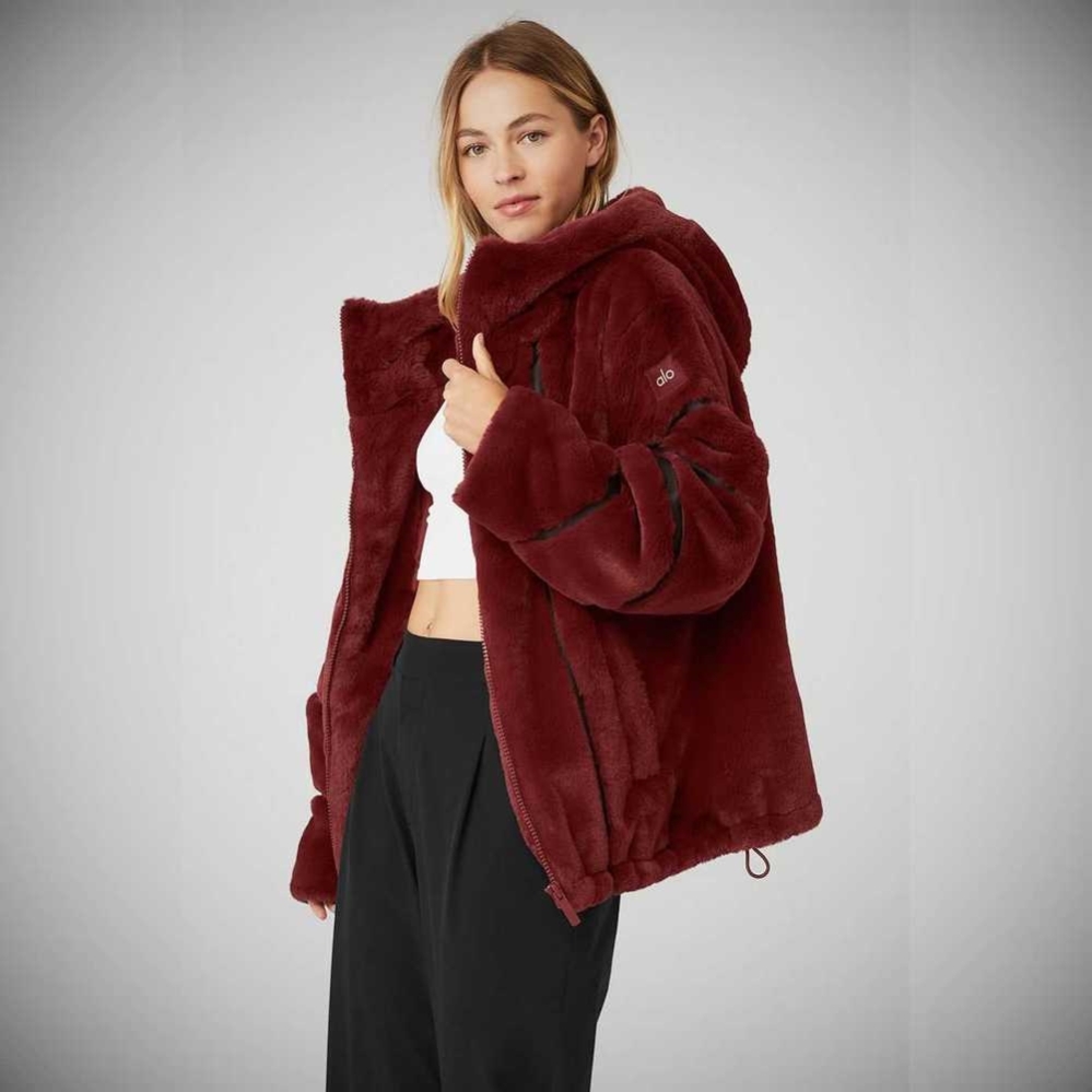 Chaquetas Alo Yoga Knock Out Faux Fur Mujer Rojos | MX-62KUYZ