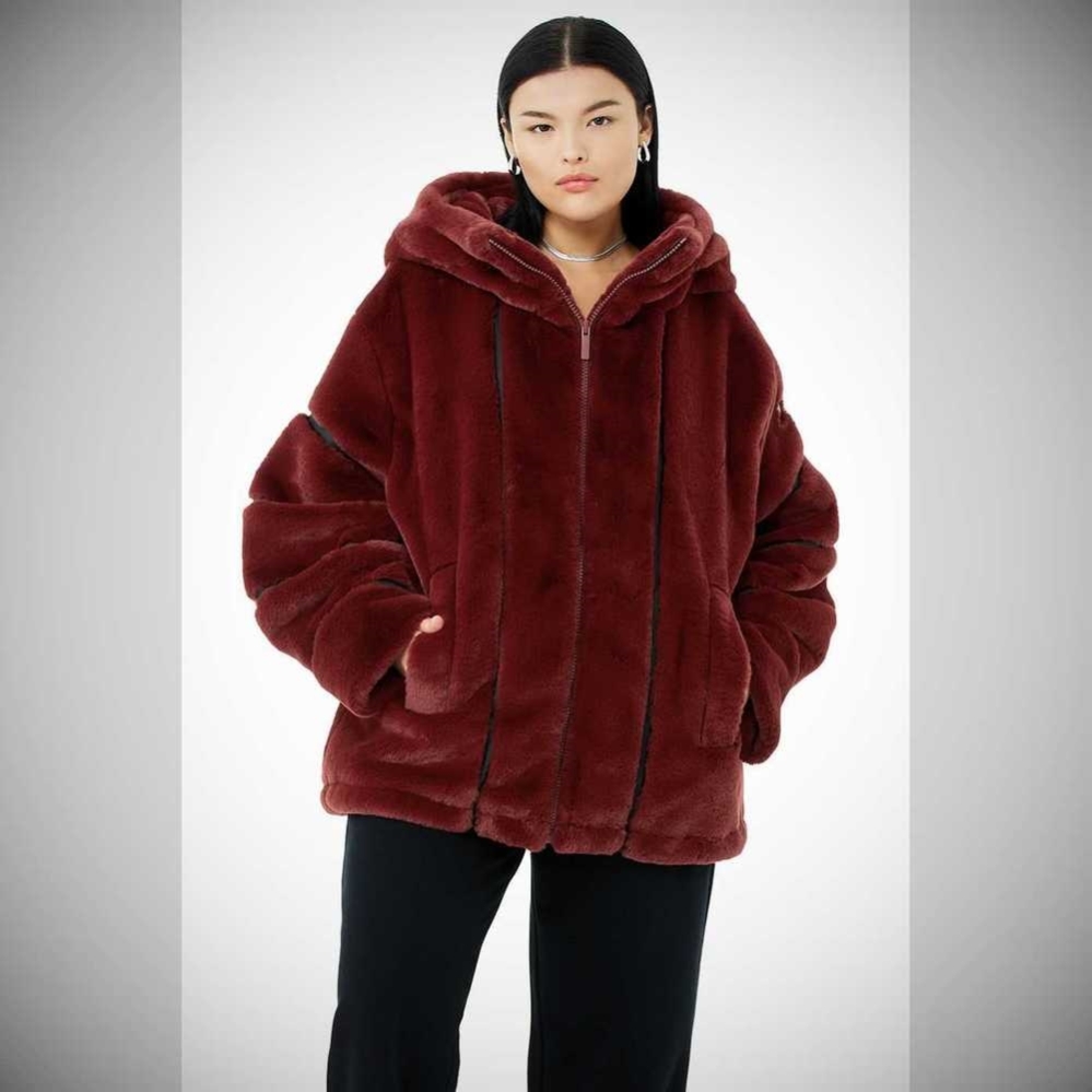 Chaquetas Alo Yoga Knock Out Faux Fur Mujer Rojos | MX-62KUYZ