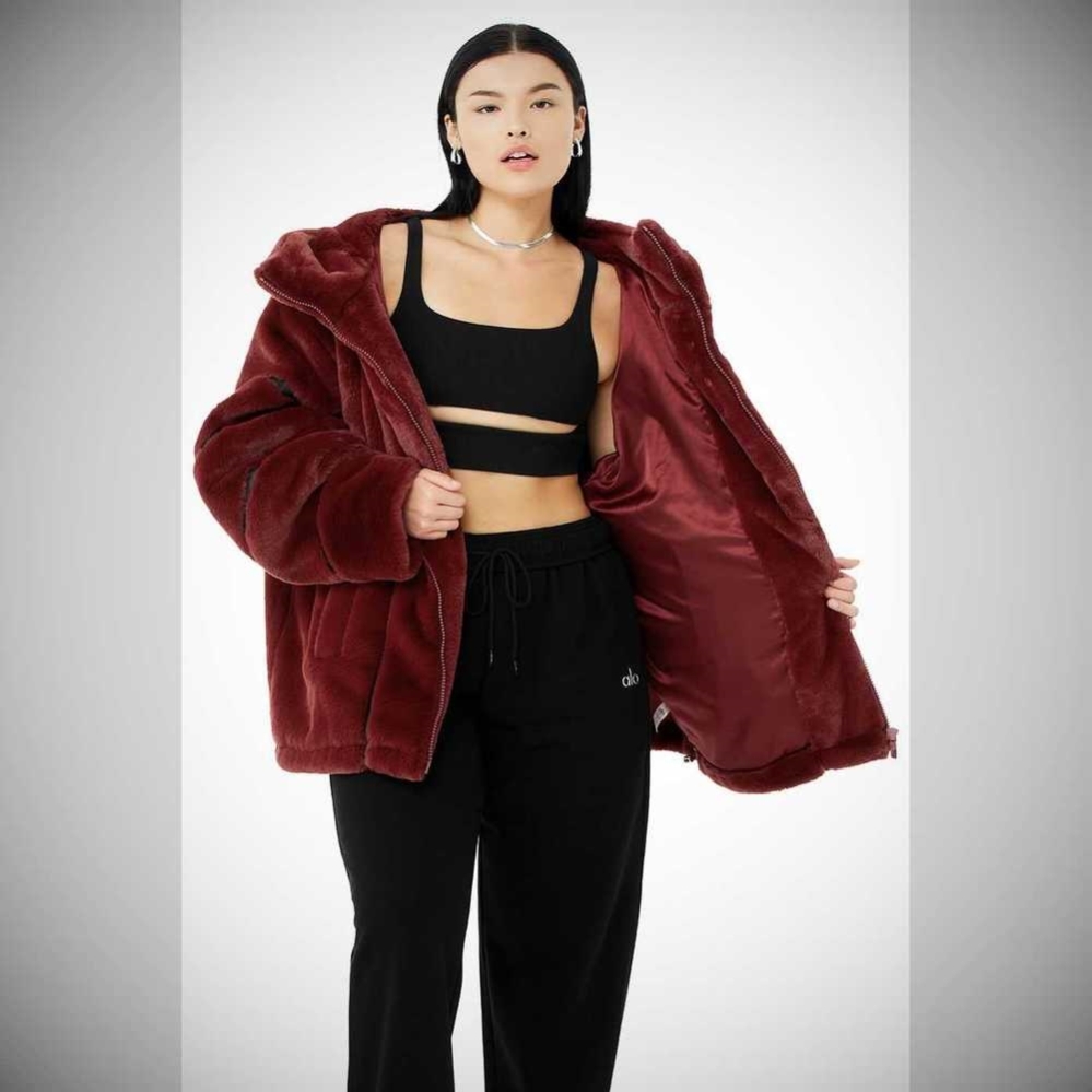 Chaquetas Alo Yoga Knock Out Faux Fur Mujer Rojos | MX-62KUYZ