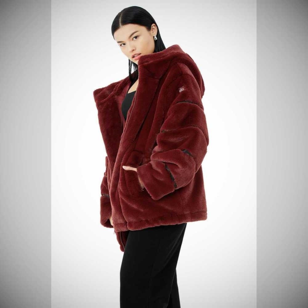 Chaquetas Alo Yoga Knock Out Faux Fur Mujer Rojos | MX-62KUYZ