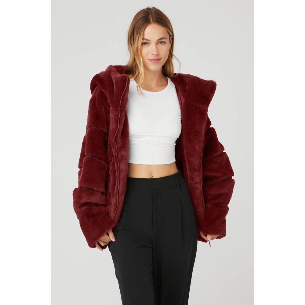 Chaquetas Alo Yoga Knock Out Faux Fur Mujer Rojos | MX-62KUYZ