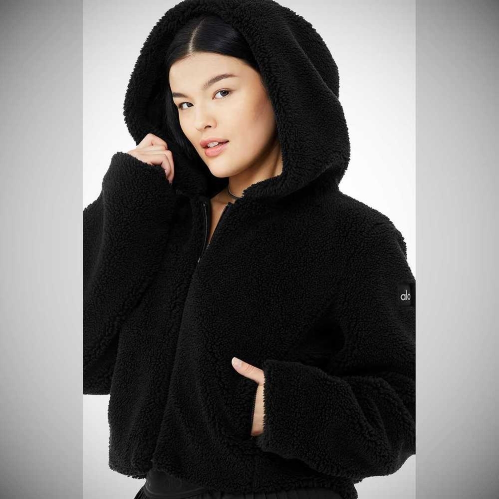 Chaquetas Alo Yoga LA Sherpa Mujer Negros | MX-38SUDJ