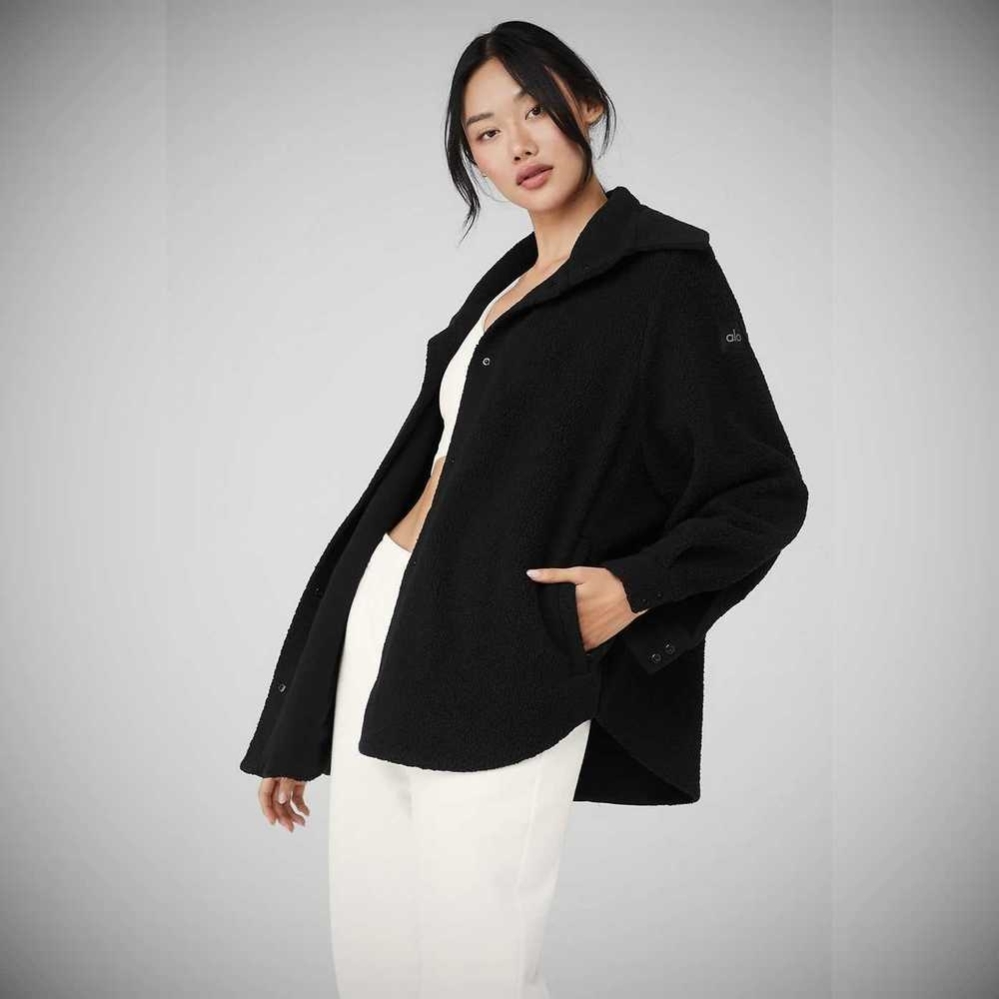 Chaquetas Alo Yoga Micro Sherpa Envy Shacket Mujer Negros | MX-53ZEYL