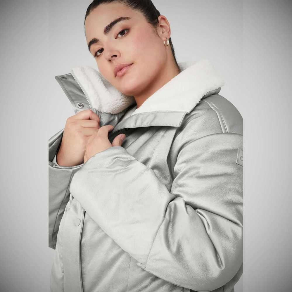 Chaquetas Alo Yoga Orion Cropped Puffer Mujer Plateados Blancos | MX-07DNQV