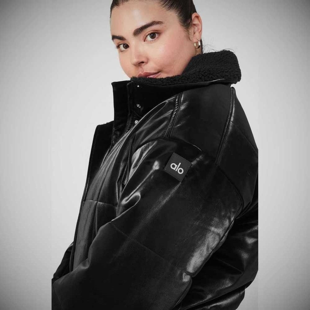 Chaquetas Alo Yoga Orion Cropped Puffer Mujer Negros | MX-67BZAI