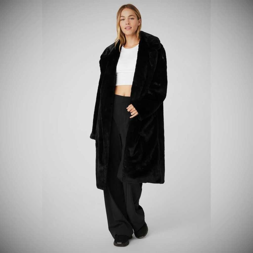 Chaquetas Alo Yoga Oversized Faux Fur Trench Mujer Negros | MX-25HNQF